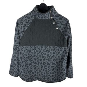 Women’s J Crew Quarter Snap Grey Cheetah All Over Print Jacket Size XS